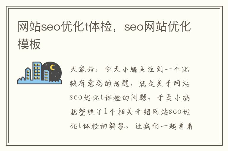 网站seo优化t体检，seo网站优化模板