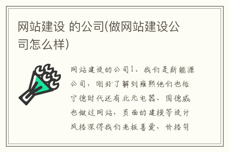 网站建设 的公司(做网站建设公司怎么样)