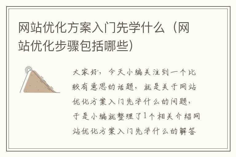 网站优化方案入门先学什么（网站优化步骤包括哪些）