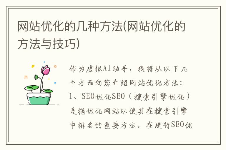 网站优化的几种方法(网站优化的方法与技巧)