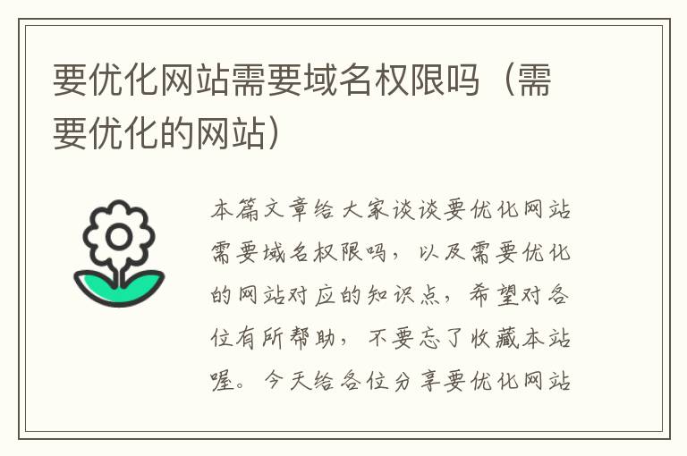 要优化网站需要域名权限吗（需要优化的网站）