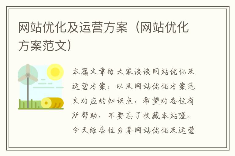 网站优化及运营方案（网站优化方案范文）