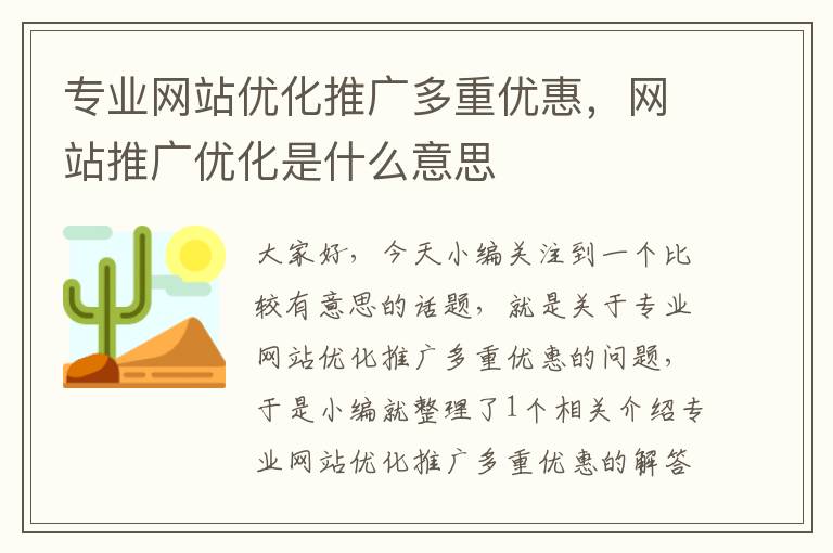 专业网站优化推广多重优惠，网站推广优化是什么意思