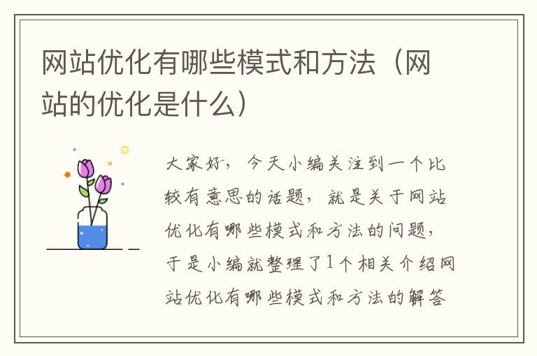 网站优化有哪些模式和方法（网站的优化是什么）