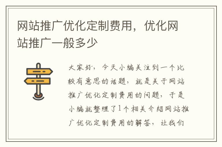 网站推广优化定制费用，优化网站推广一般多少