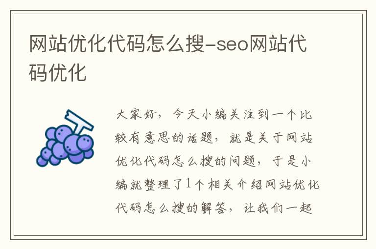 网站优化代码怎么搜-seo网站代码优化