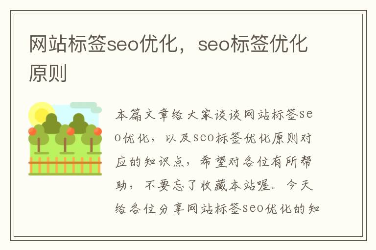 网站标签seo优化，seo标签优化原则