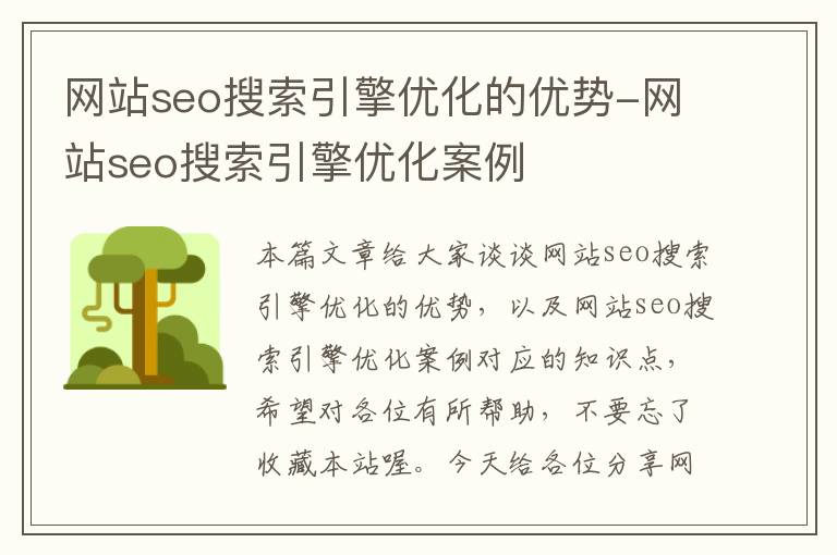 网站seo搜索引擎优化的优势-网站seo搜索引擎优化案例