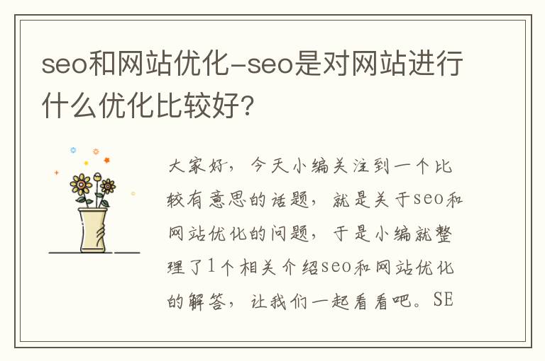 seo和网站优化-seo是对网站进行什么优化比较好?