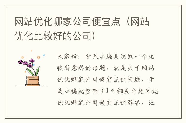 网站优化哪家公司便宜点（网站优化比较好的公司）