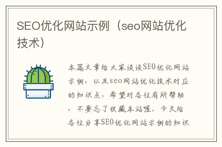 SEO优化网站示例（seo网站优化技术）