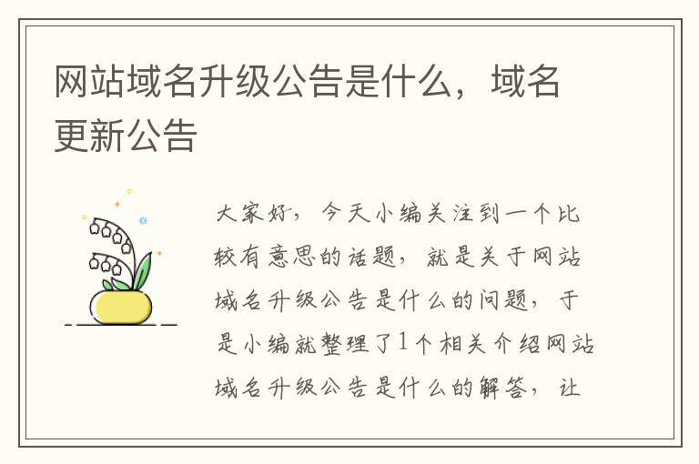 网站域名升级公告是什么，域名更新公告