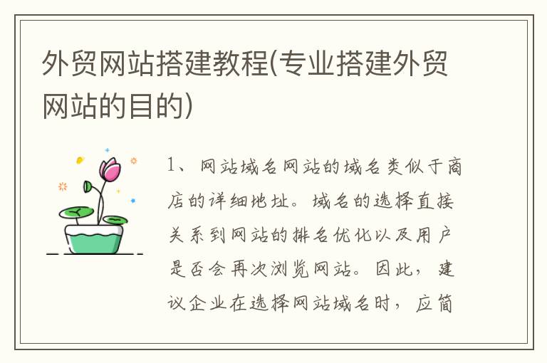 外贸网站搭建教程(专业搭建外贸网站的目的)