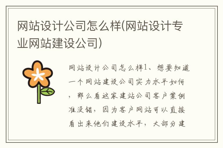 网站设计公司怎么样(网站设计专业网站建设公司)