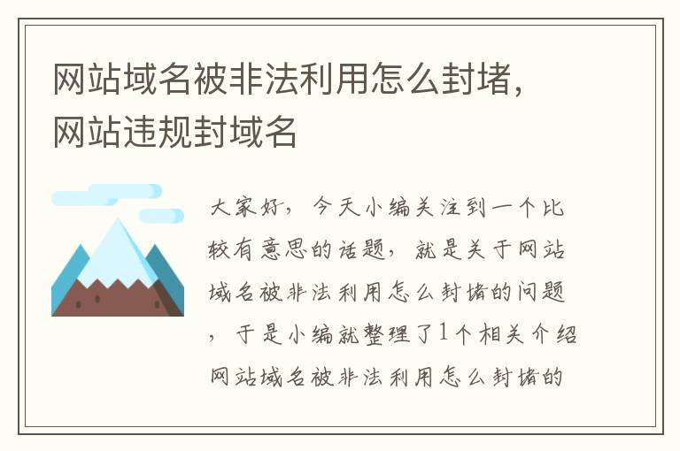 网站域名被非法利用怎么封堵，网站违规封域名