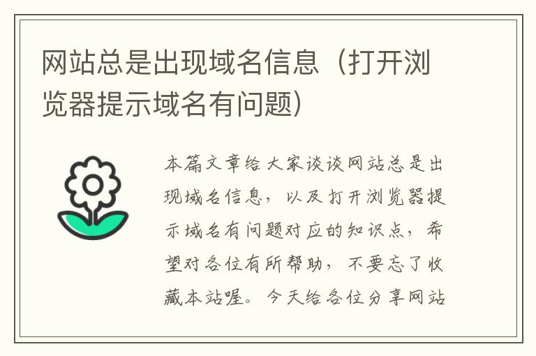 网站总是出现域名信息（打开浏览器提示域名有问题）