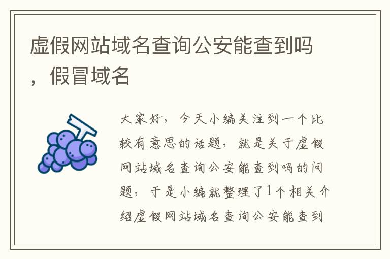 虚假网站域名查询公安能查到吗，假冒域名