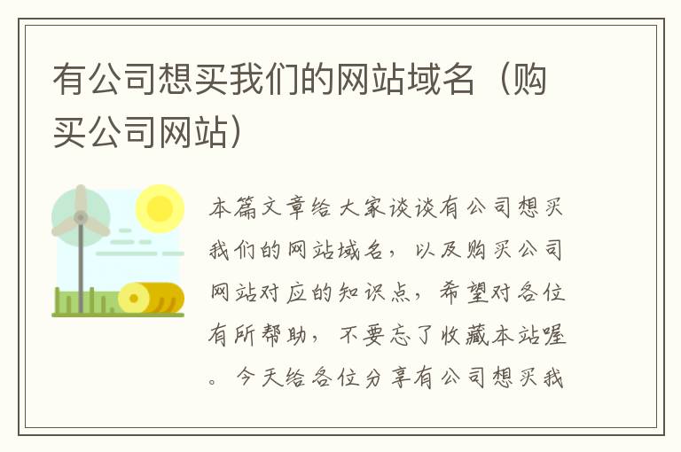 有公司想买我们的网站域名（购买公司网站）