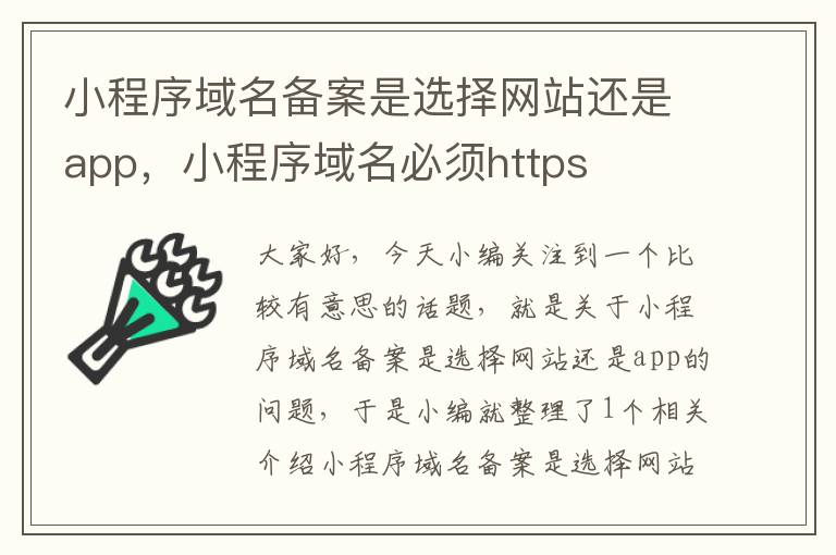 小程序域名备案是选择网站还是app，小程序域名必须https