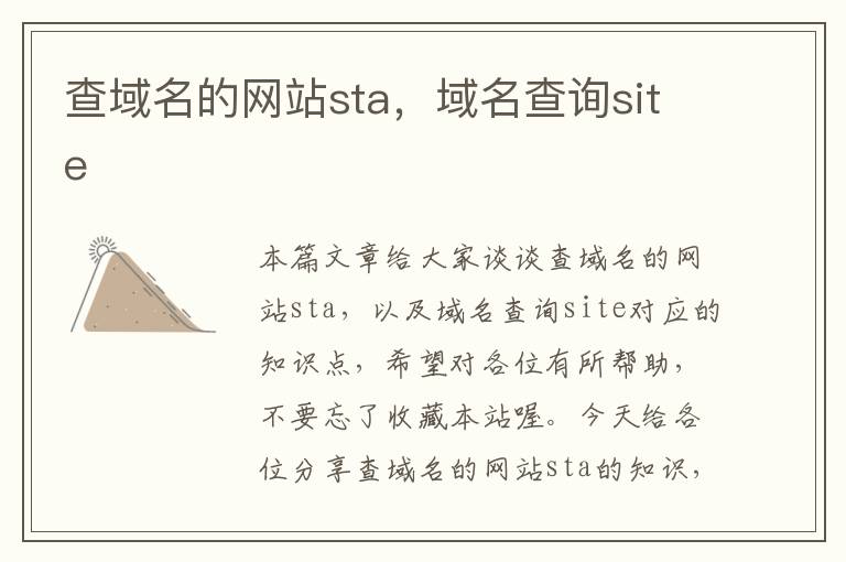 查域名的网站sta，域名查询site