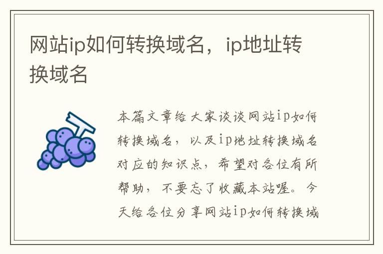 网站ip如何转换域名，ip地址转换域名