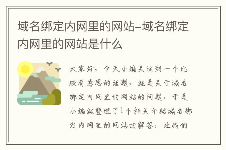 域名绑定内网里的网站-域名绑定内网里的网站是什么