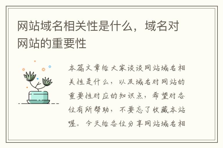 网站域名相关性是什么，域名对网站的重要性