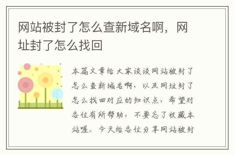 网站被封了怎么查新域名啊，网址封了怎么找回