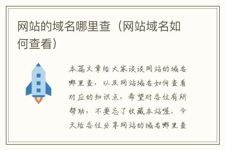 网站的域名哪里查（网站域名如何查看）