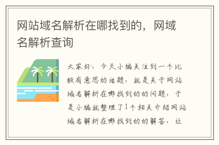 网站域名解析在哪找到的，网域名解析查询