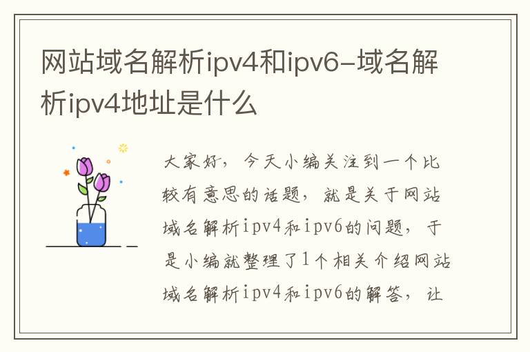 网站域名解析ipv4和ipv6-域名解析ipv4地址是什么