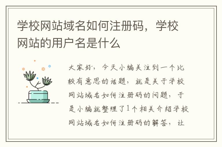 学校网站域名如何注册码，学校网站的用户名是什么