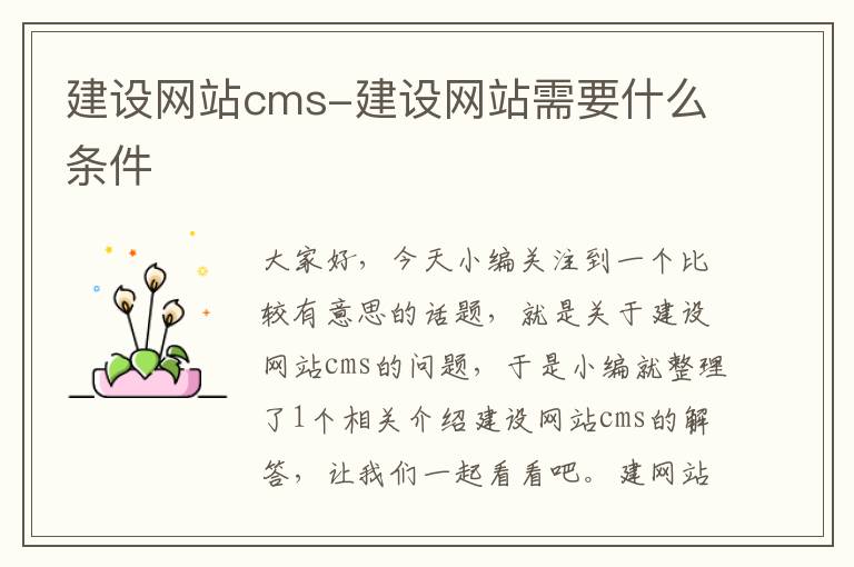 建设网站cms-建设网站需要什么条件