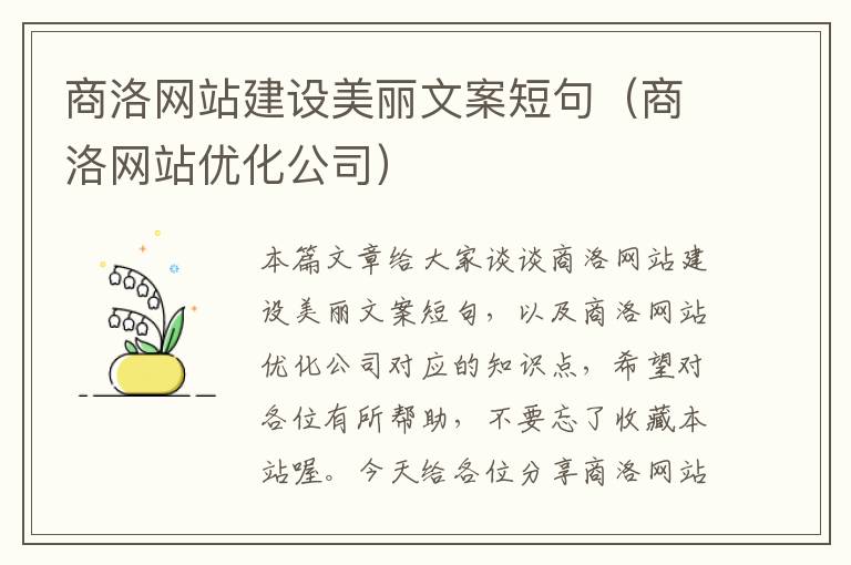 商洛网站建设美丽文案短句（商洛网站优化公司）