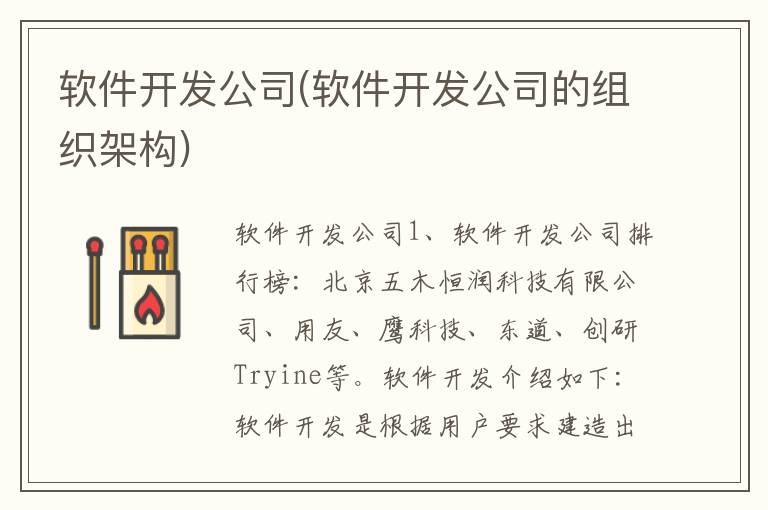 软件开发公司(软件开发公司的组织架构)